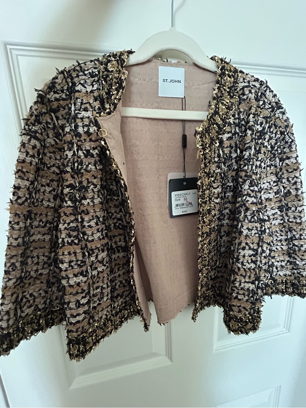 St. John Tweed Open-Front Cropped Jacket